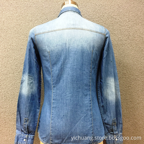 Women's cotton long sleeves denim shirt